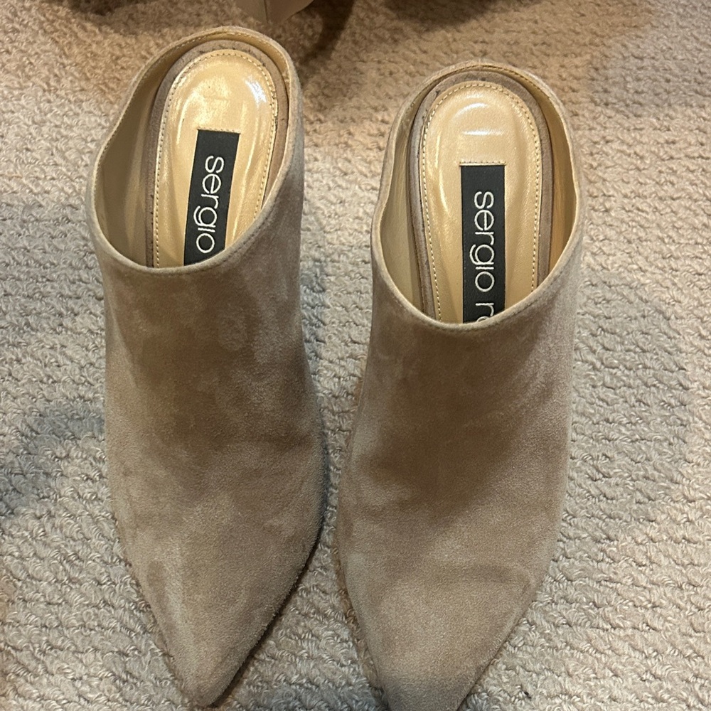 Sergio Rossi Women's Beige Suede Mules